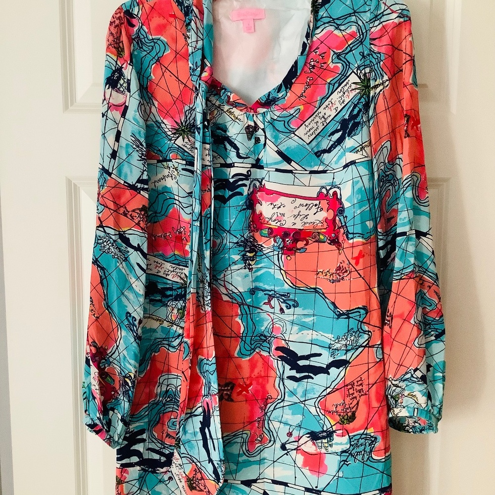 Lilly Pulitzer Multicolor Map Print Dress